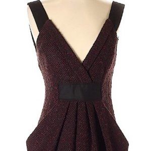 Nanette Lepore Red Wine Black Wool V-Neck Dress 4